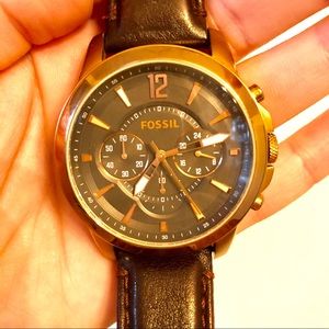Fossil Watch Men’s Leather Gold Gift